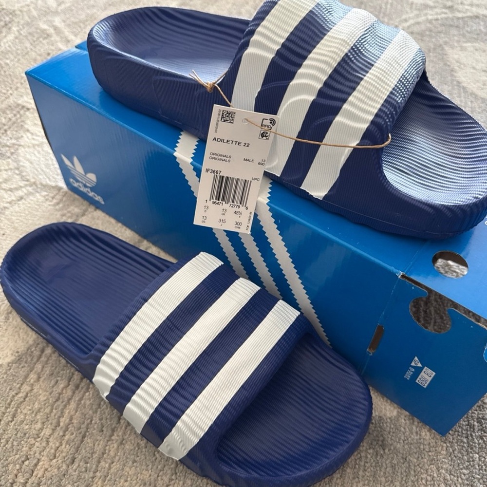 Adidas Originals Adilette 22 Slides Royal Blue/Cloud White (IF3667) Men Size 13
